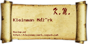 Kleinman Márk névjegykártya