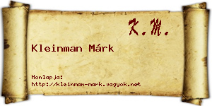 Kleinman Márk névjegykártya
